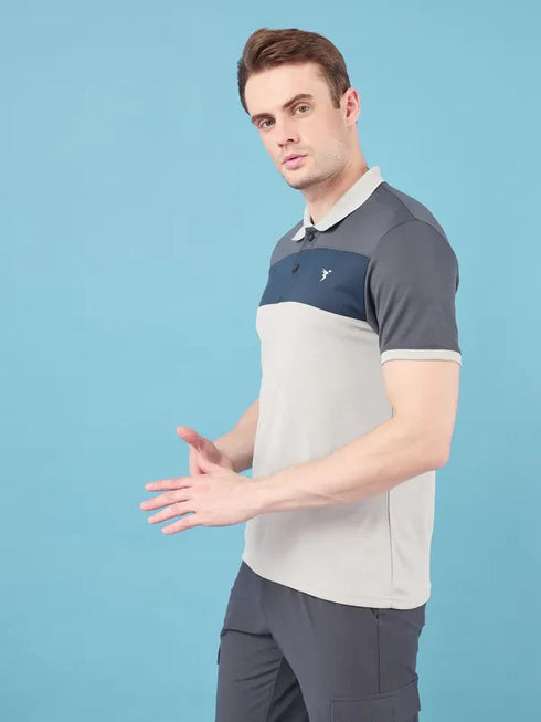 Men Colorblock Slim Fit Polo T-shirt with TECHNO COOL+