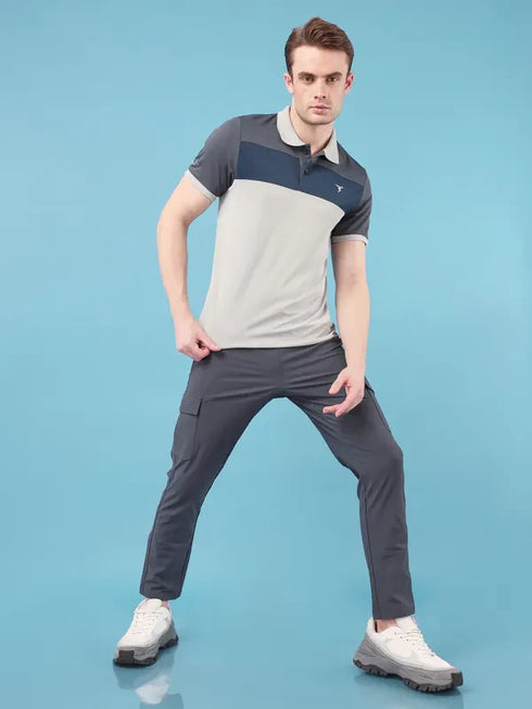 Men Colorblock Slim Fit Polo T-shirt with TECHNO COOL+