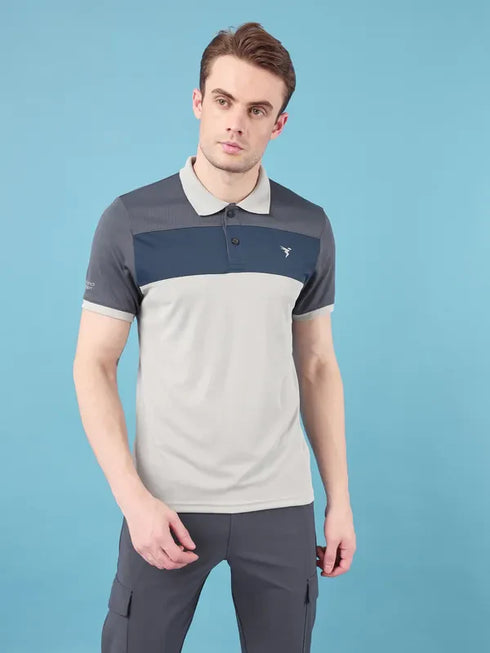 Men Colorblock Slim Fit Polo T-shirt with TECHNO COOL+