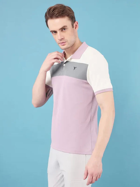 Men Colorblock Slim Fit Polo T-shirt with TECHNO COOL+