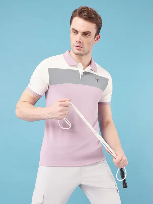 Men Colorblock Slim Fit Polo T-shirt with TECHNO COOL+