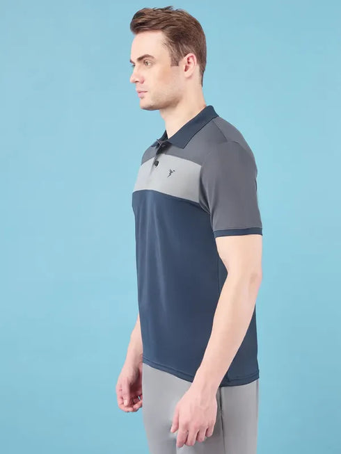 Men Colorblock Slim Fit Polo T-shirt with TECHNO COOL+