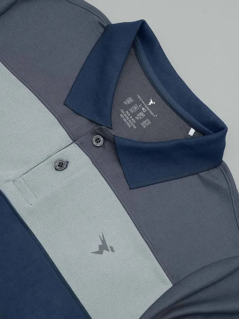 Men Colorblock Slim Fit Polo T-shirt with TECHNO COOL+