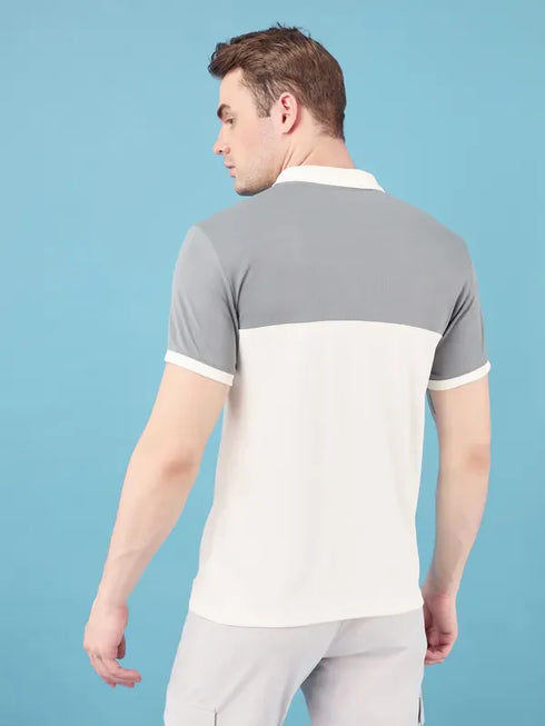 Men Colorblock Slim Fit Polo T-shirt with TECHNO COOL+
