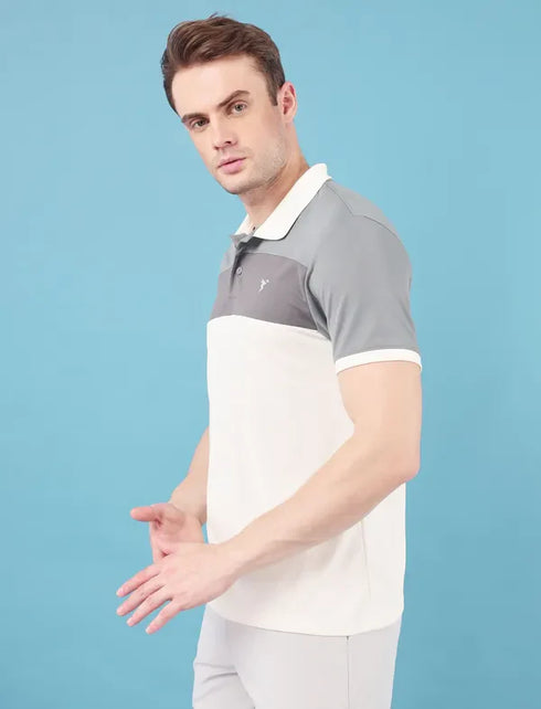 Men Colorblock Slim Fit Polo T-shirt with TECHNO COOL+