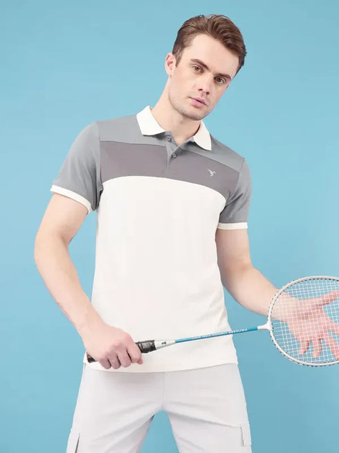 Men Colorblock Slim Fit Polo T-shirt with TECHNO COOL+