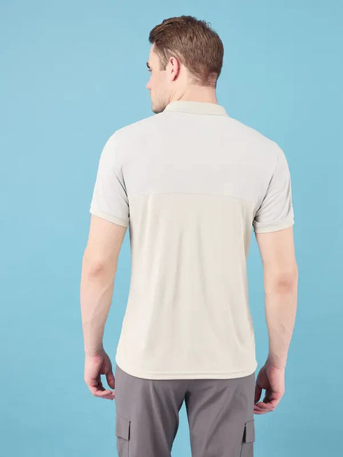 Men Colorblock Slim Fit Polo T-shirt with TECHNO COOL+