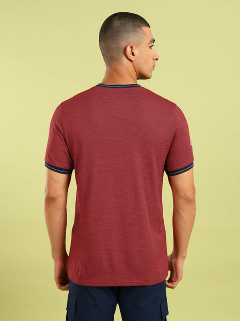 Men Cubic Melange Slim Fit Round Neck Sports T-shirt with DOUBLE COOL