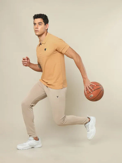 Men Self Design Regular Fit Polo T-shirt with MATPIQ
