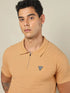Men Self Design Regular Fit Polo T-shirt with MATPIQ