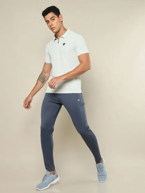 Men Self Design Regular Fit Polo T-shirt with MATPIQ