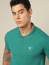 Men Self Design Regular Fit Polo T-shirt with MATPIQ