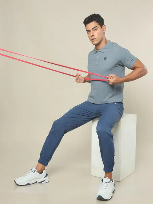 Men Self Design Regular Fit Polo T-shirt with MATPIQ