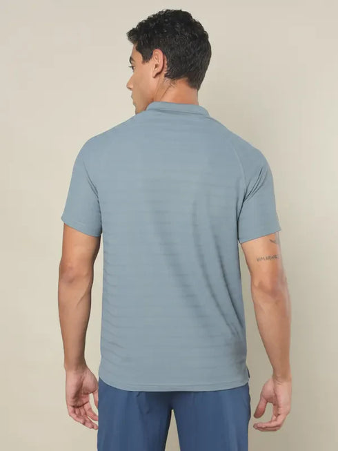 Men Self Design Regular Fit Polo T-shirt with MATPIQ