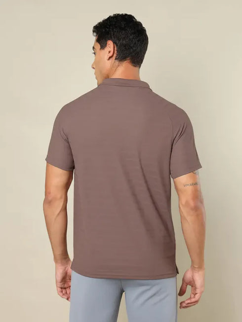 Men Self Design Regular Fit Polo T-shirt with MATPIQ