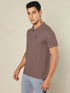 Men Self Design Regular Fit Polo T-shirt with MATPIQ