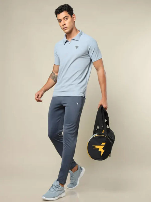 Men Self Design Regular Fit Polo T-shirt with MATPIQ