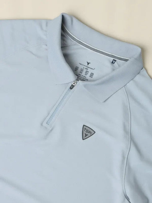 Men Self Design Regular Fit Polo T-shirt with MATPIQ
