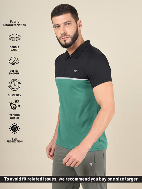 Men Colorblock Slim Fit Polo T-shirt with TECHNO COOL+ (Pack of 2)