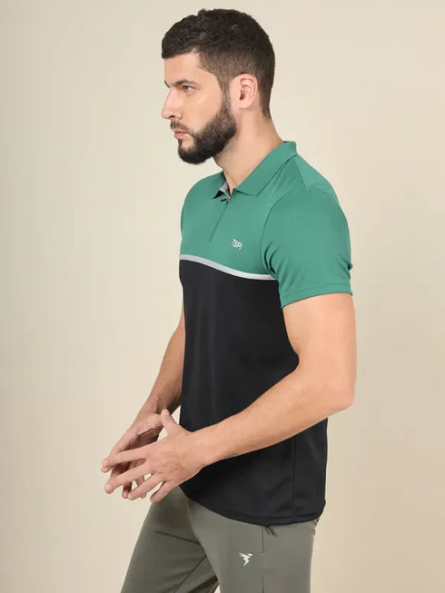 Men Colorblock Slim Fit Polo T-shirt with TECHNO COOL+