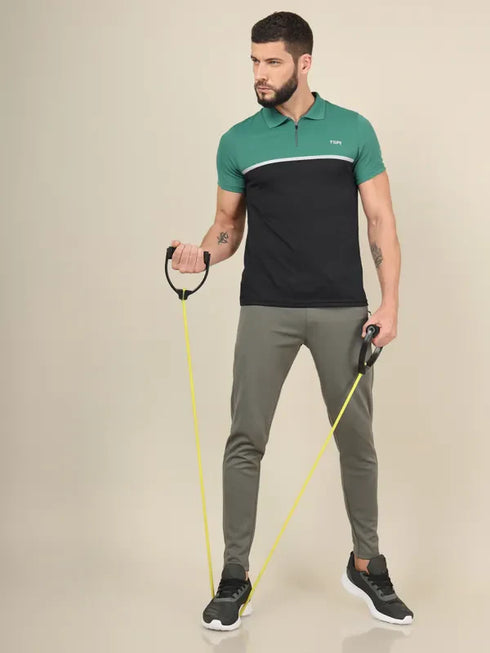 Men Colorblock Slim Fit Polo T-shirt with TECHNO COOL+