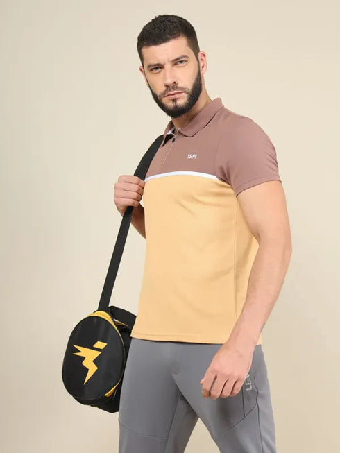 Men Colorblock Slim Fit Polo T-shirt with TECHNO COOL+