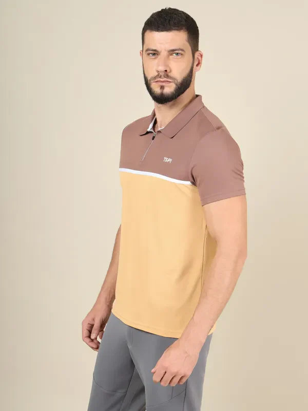 Men Colorblock Slim Fit Polo T-shirt with TECHNO COOL+