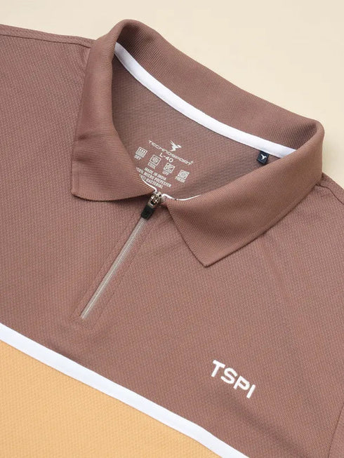 Men Colorblock Slim Fit Polo T-shirt with TECHNO COOL+