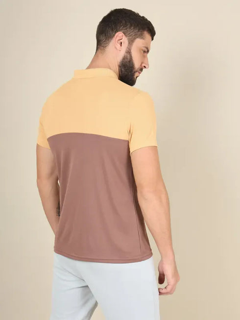 Men Colorblock Slim Fit Polo T-shirt with TECHNO COOL+