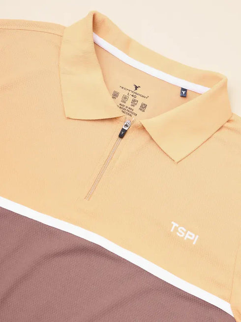 Men Colorblock Slim Fit Polo T-shirt with TECHNO COOL+