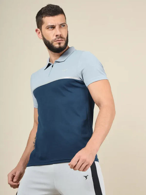 Men Colorblock Slim Fit Polo T-shirt with TECHNO COOL+