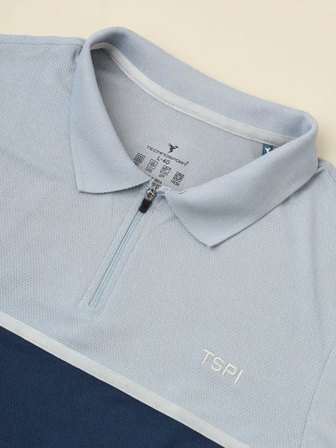 Men Colorblock Slim Fit Polo T-shirt with TECHNO COOL+
