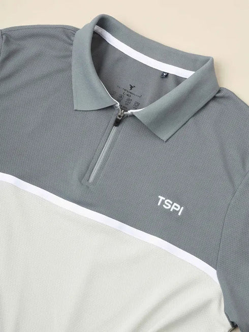 Men Colorblock Slim Fit Polo T-shirt with TECHNO COOL+