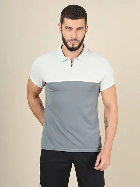 Men Colorblock Slim Fit Polo T-shirt with TECHNO COOL+