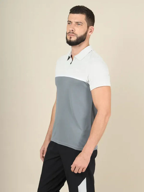 Men Colorblock Slim Fit Polo T-shirt with TECHNO COOL+