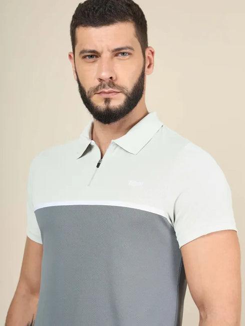 Men Colorblock Slim Fit Polo T-shirt with TECHNO COOL+
