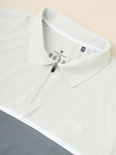 Men Colorblock Slim Fit Polo T-shirt with TECHNO COOL+