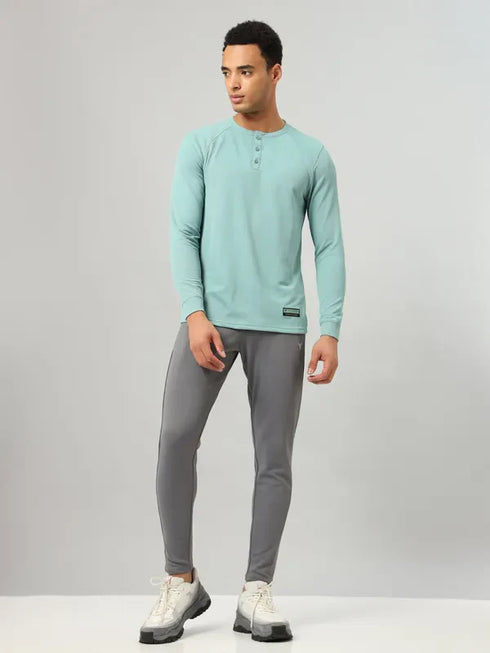 Men Self Design Slim Fit Henley Neck T-shirt with MATPIQ