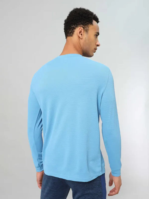 Men Self Design Slim Fit Henley Neck T-shirt with MATPIQ