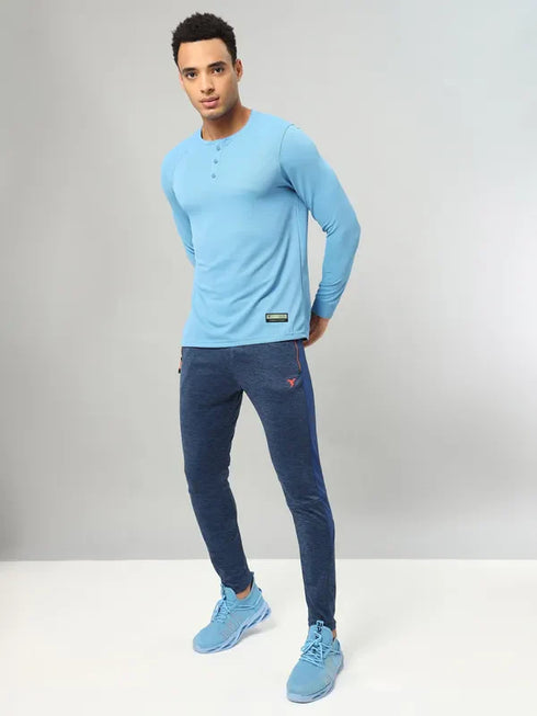 Men Self Design Slim Fit Henley Neck T-shirt with MATPIQ