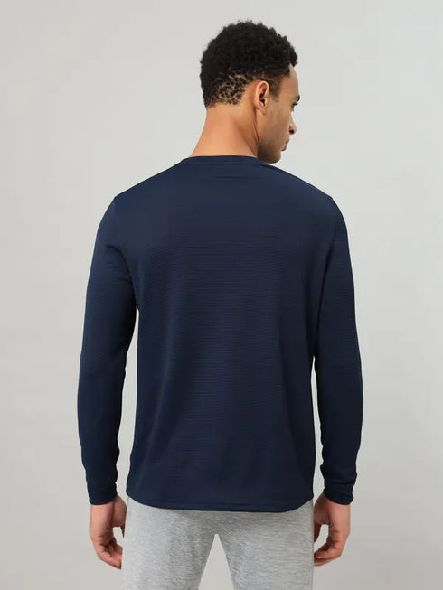 Men Self Design Slim Fit Henley Neck T-shirt with MATPIQ