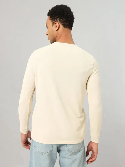 Men Self Design Slim Fit Henley Neck T-shirt with MATPIQ