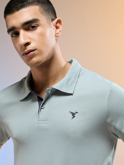Men Solid Slim Fit Polo T-shirt with TECHNO COOL+