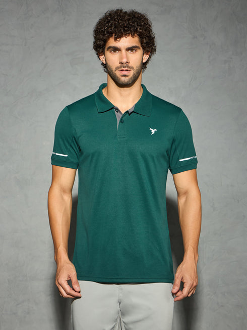 Men Solid Slim Fit Polo T-shirt with TECHNO COOL+