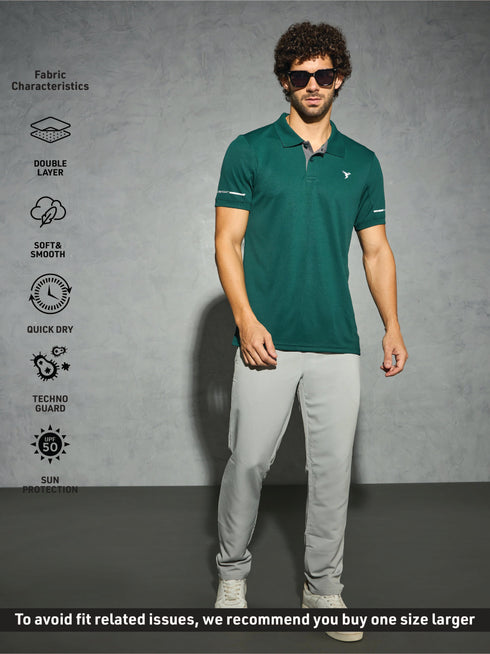 Men Solid Slim Fit Polo T-shirt with TECHNO COOL+