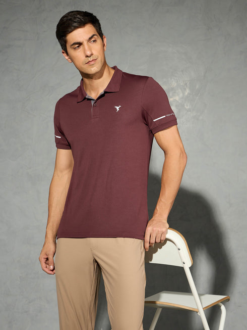 Men Solid Slim Fit Polo T-shirt with TECHNO COOL+