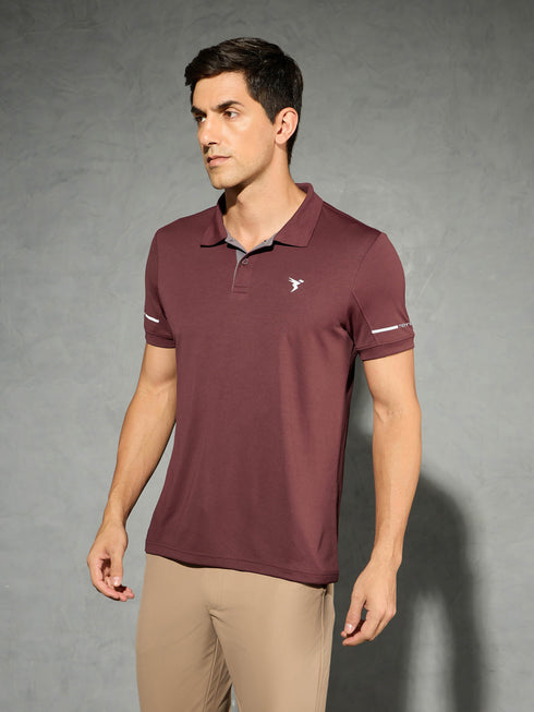 Men Solid Slim Fit Polo T-shirt with TECHNO COOL+