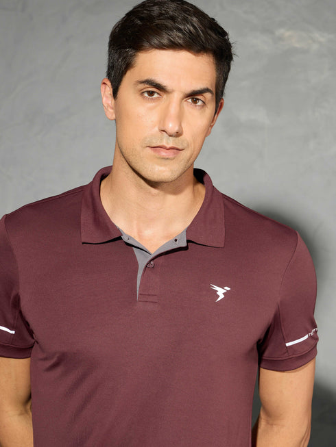 Men Solid Slim Fit Polo T-shirt with TECHNO COOL+