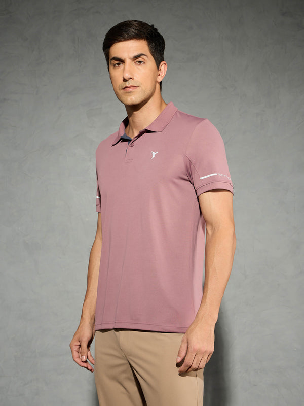 Men Solid Slim Fit Polo T-shirt with TECHNO COOL+