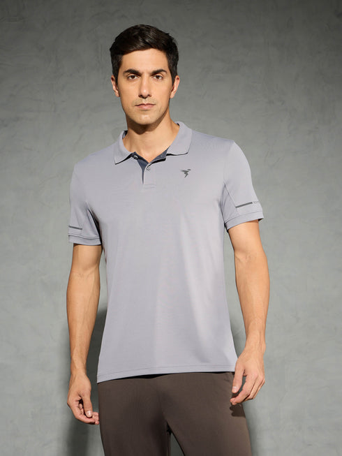 Men Solid Slim Fit Polo T-shirt with TECHNO COOL+